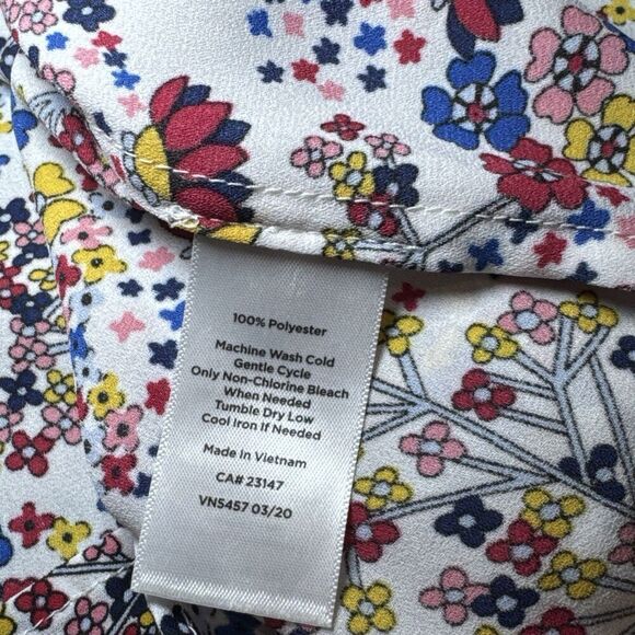 TALBOTS Womens TOP Long Sleeve RED Yellow Blue FLORAL SZ LP - Picture 6 of 7